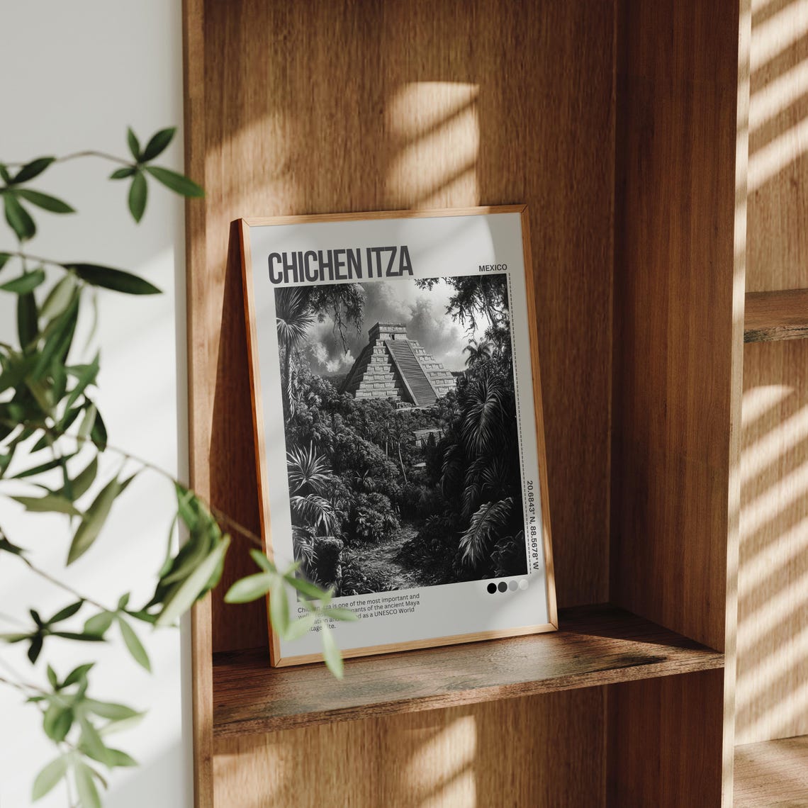 Chichen Itza Mexico Maya Pyramid Jungle Black White Travel Poster - Image 4