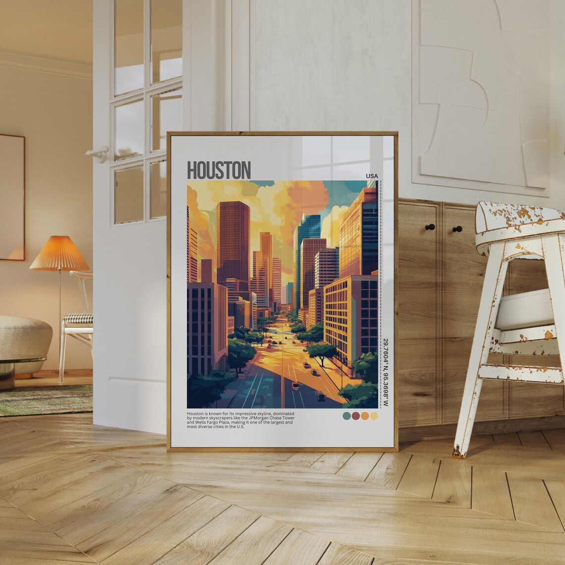 Houston Downtown Skyline Texas City Street View Travel Poster - Image 5