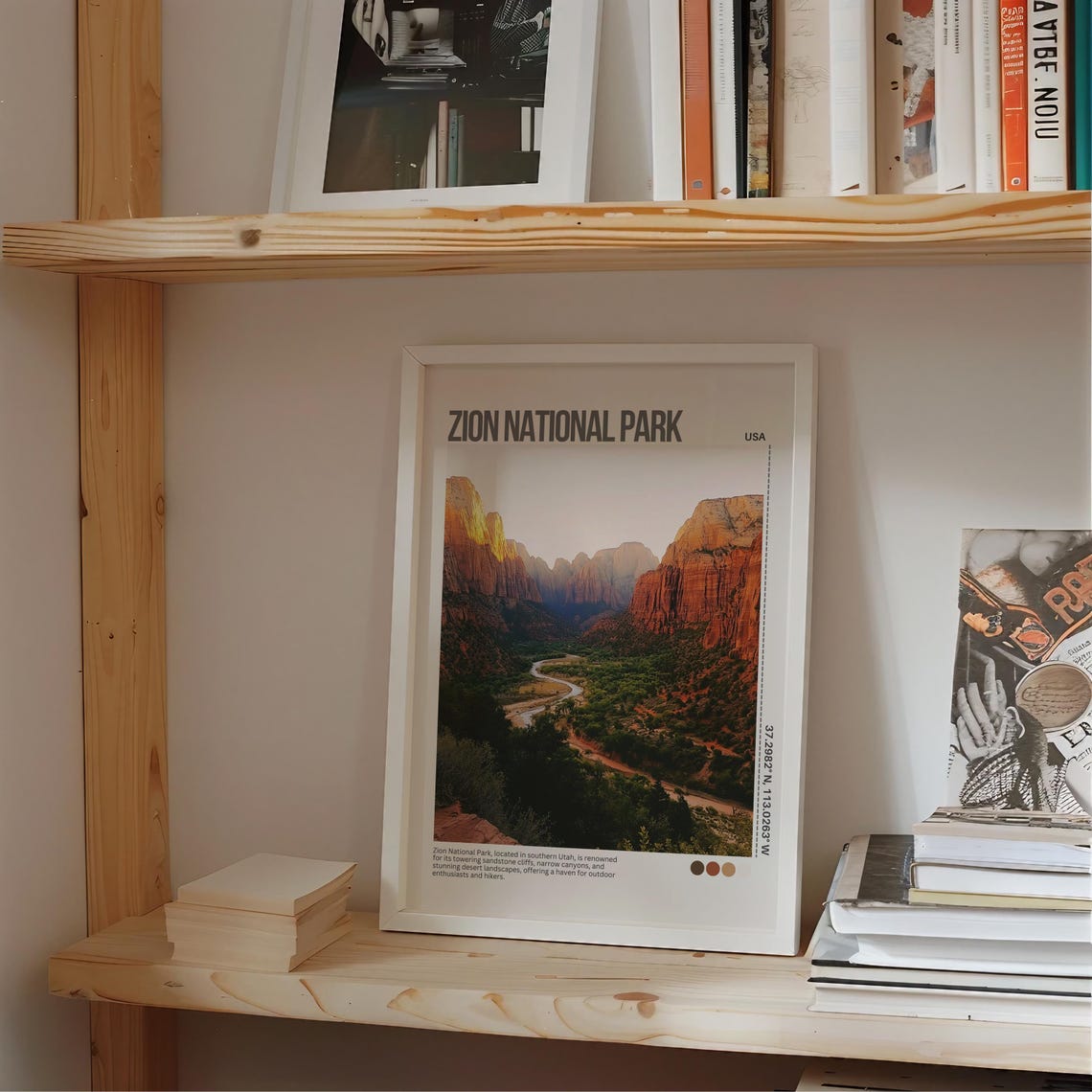 Zion National Park Poster Zion Wall Art Zion Print Retro Zion Poster National Parks Art National Parks Poster Poster Art Wall Decor - Image 2