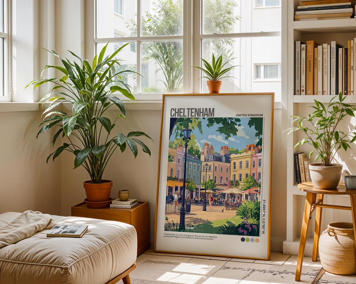 Cheltenham England Regency Square Daytime Street Scene Poster - Image 2