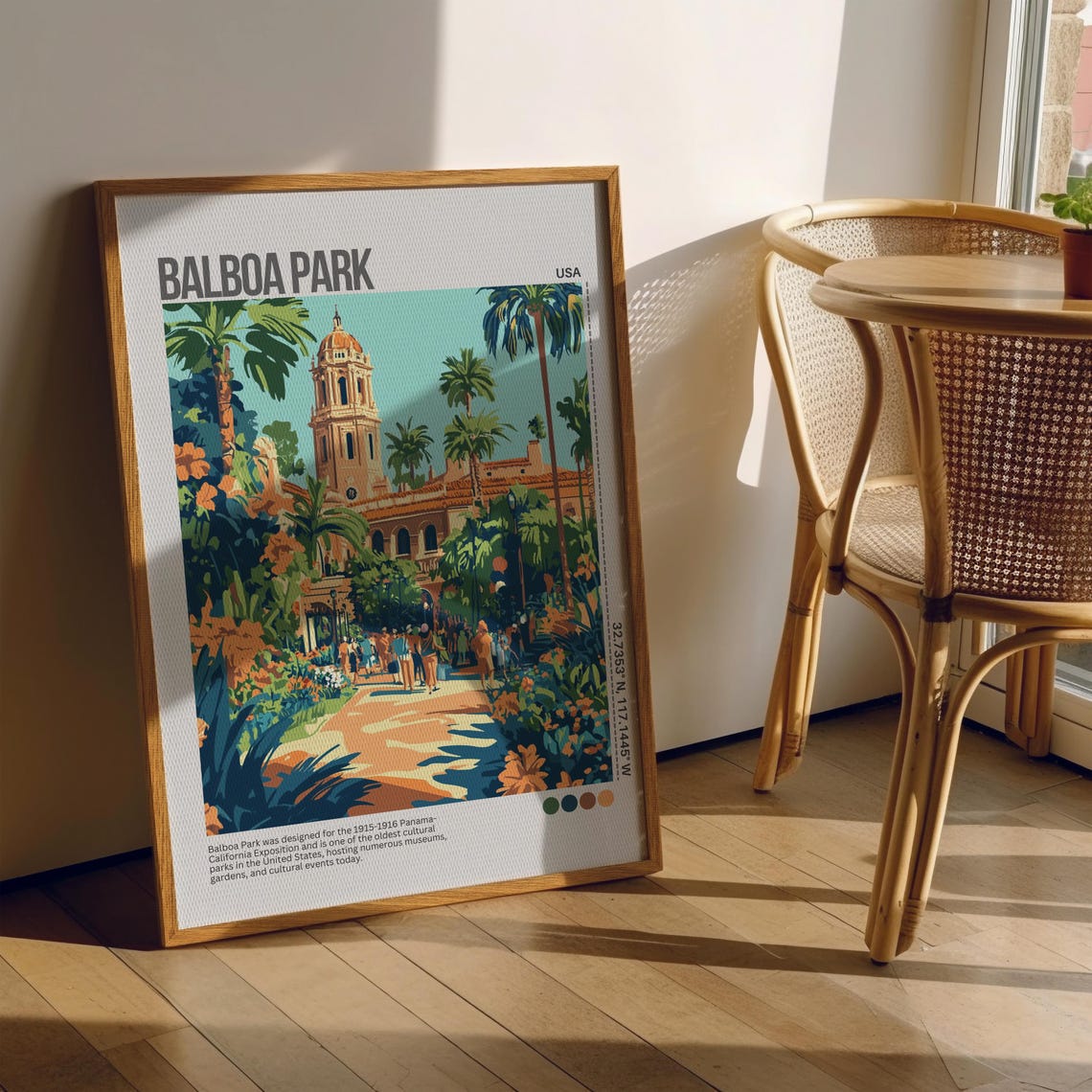 Balboa Park San Diego Spanish Gardens California Travel Poster - Image 6
