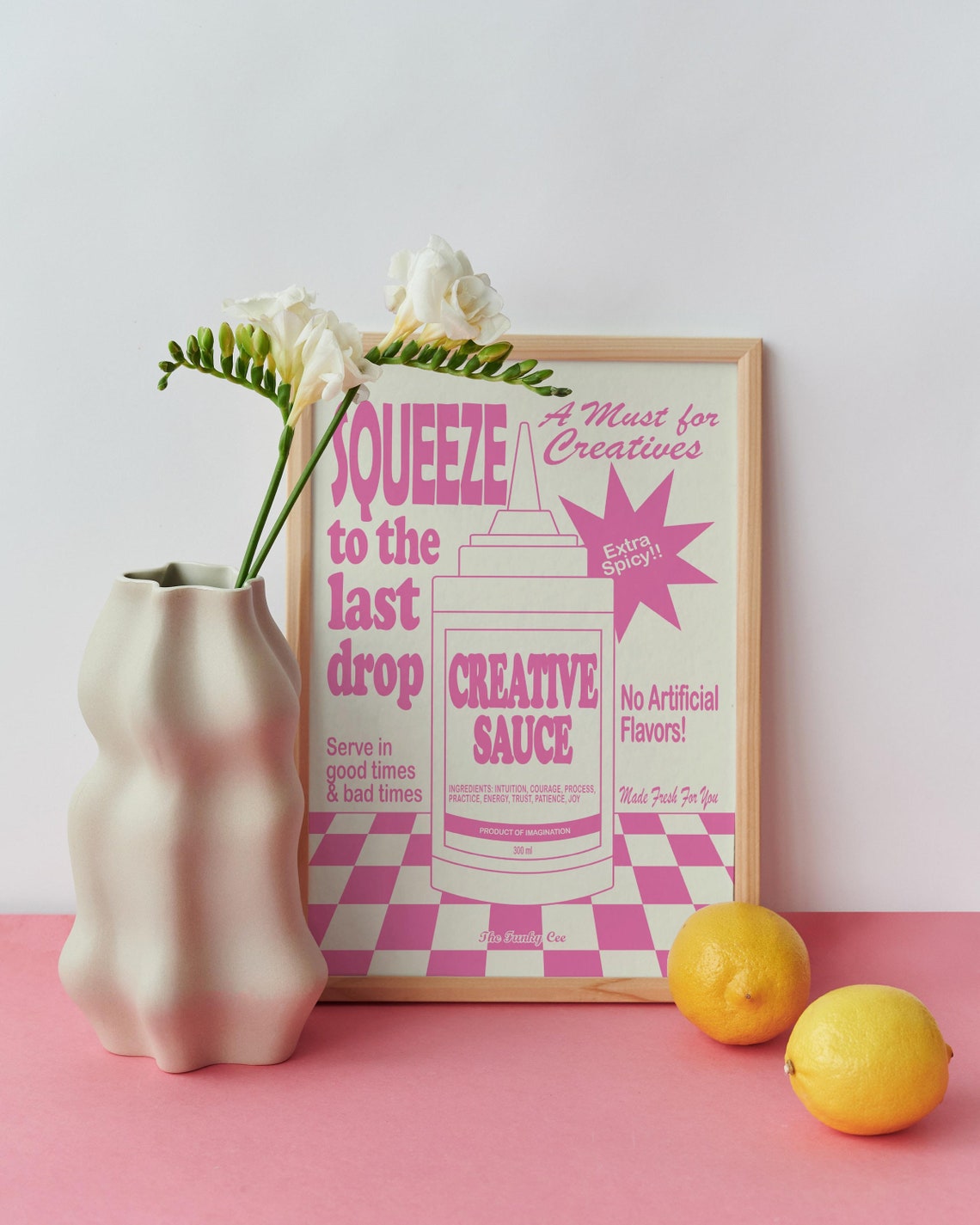 Squeeze Creative Sauce Pink Retro Condiment Ad Style Art Poster - Image 2