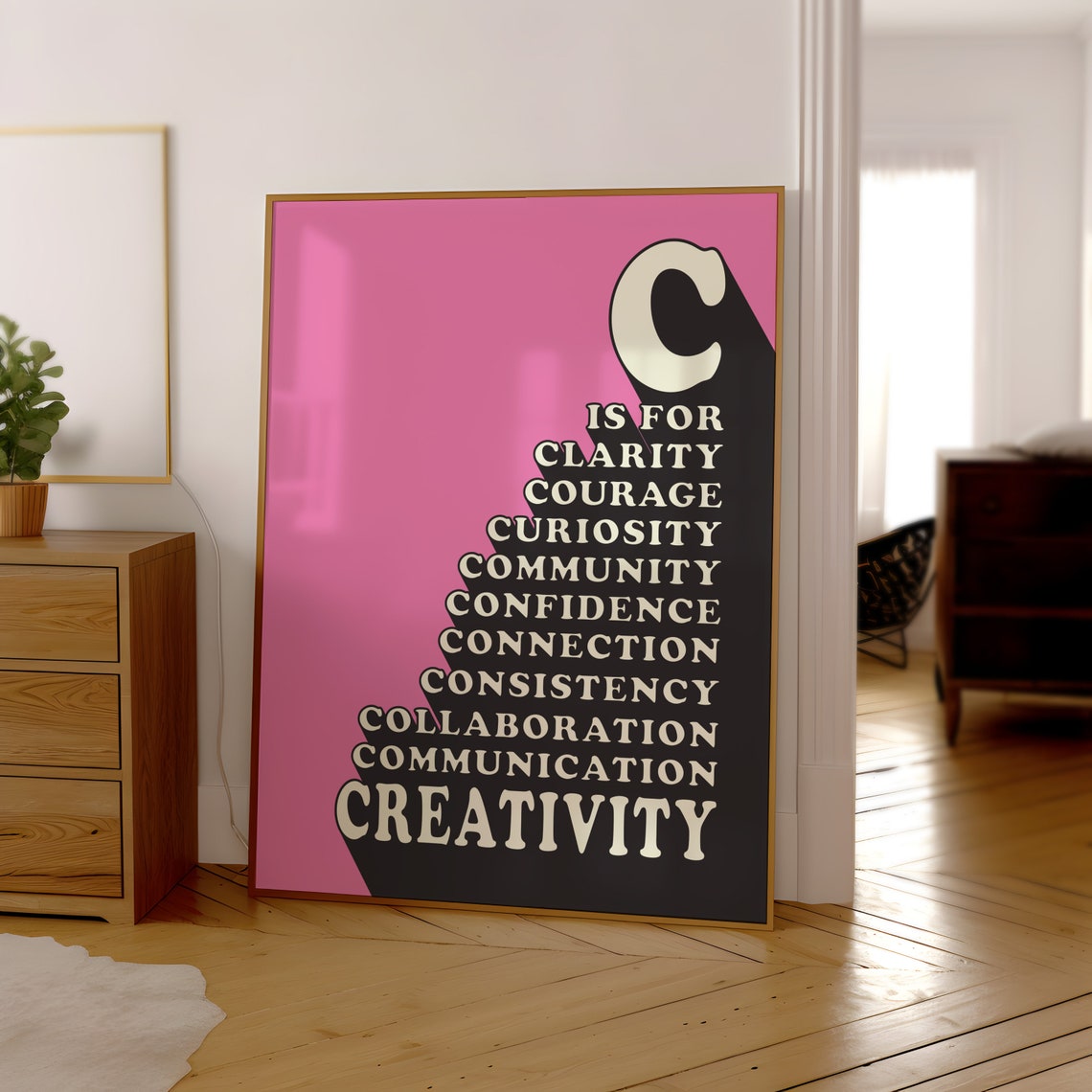 C Is For Creativity Pink Bold Typography Artist Studio Poster - Image 3