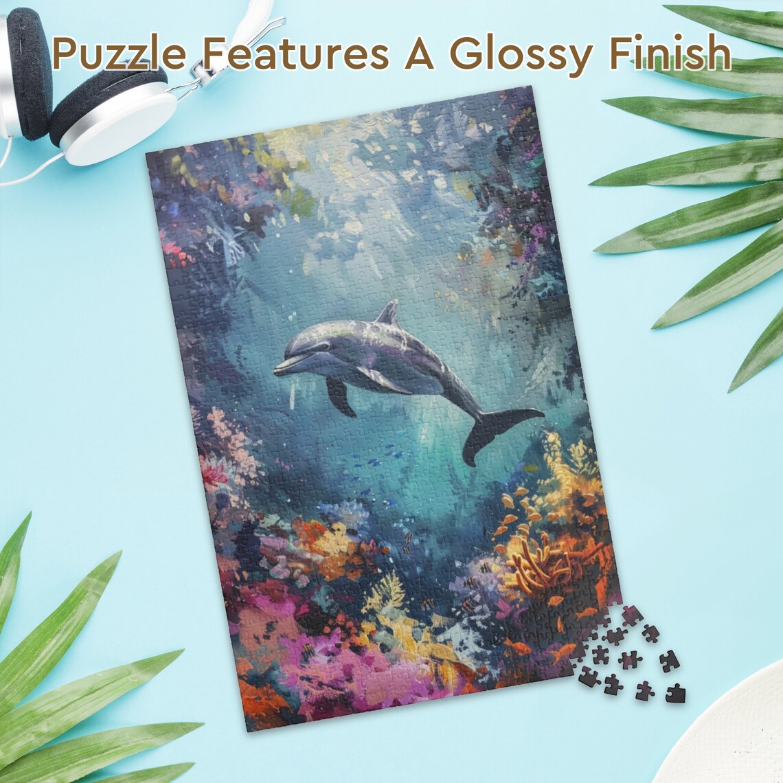 Dolphin Coral Reef Underwater Painting Colorful Ocean Wall Art - Image 3