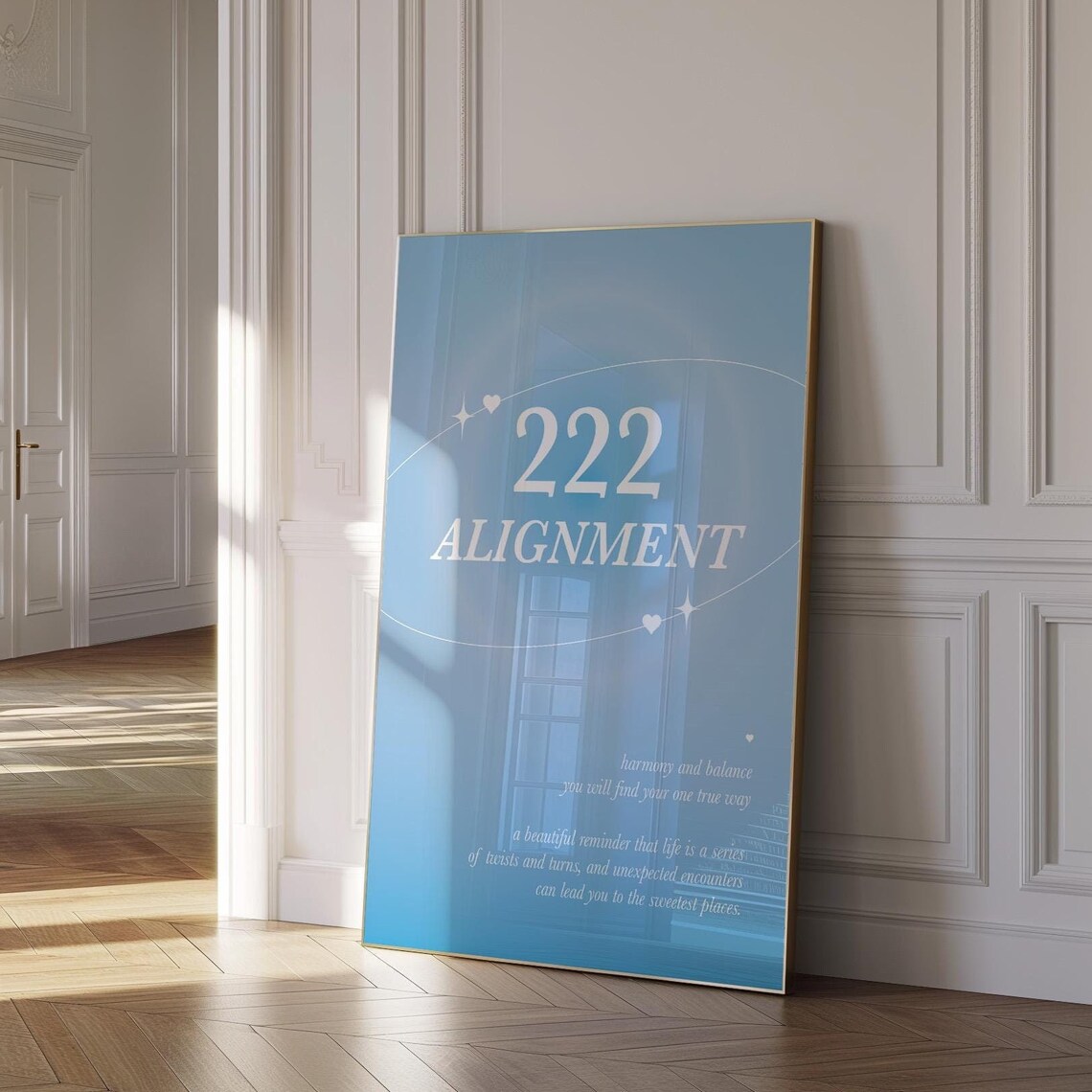 222 Angel Number Blue Aura Alignment Spiritual Positive Quote Poster