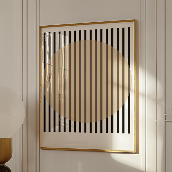 Minimalist Black Beige Geometric Print With Stripes Wall Art For Living Room Print Minimalist Wall Print Contemporary Decor For Neutral Wall