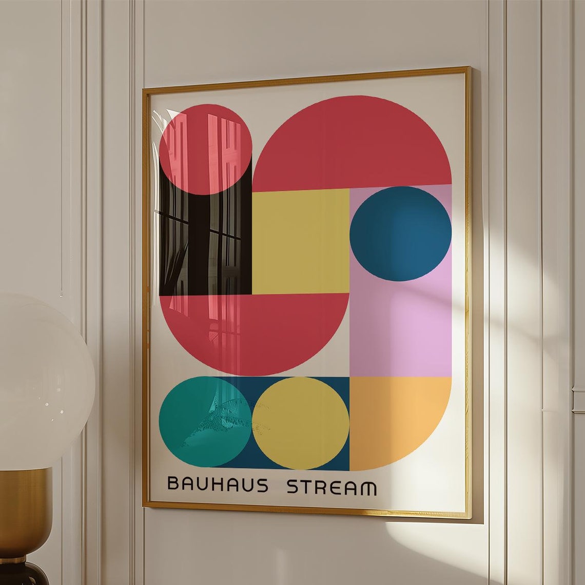 Bauhaus Stream Geometric Abstract Retro Colorful Mid Century Poster