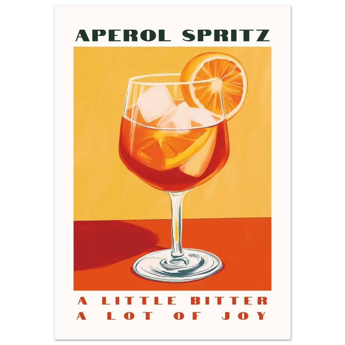 Aperol Spritz Cocktail Orange Slice Retro Italian Bar Decor Poster