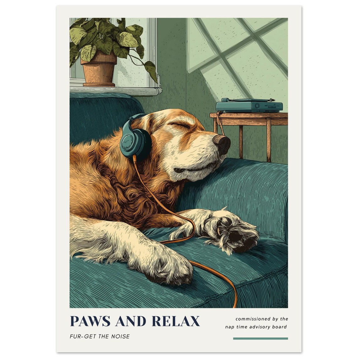 Golden Retriever Vintage Dog Art Print, Retro Decor