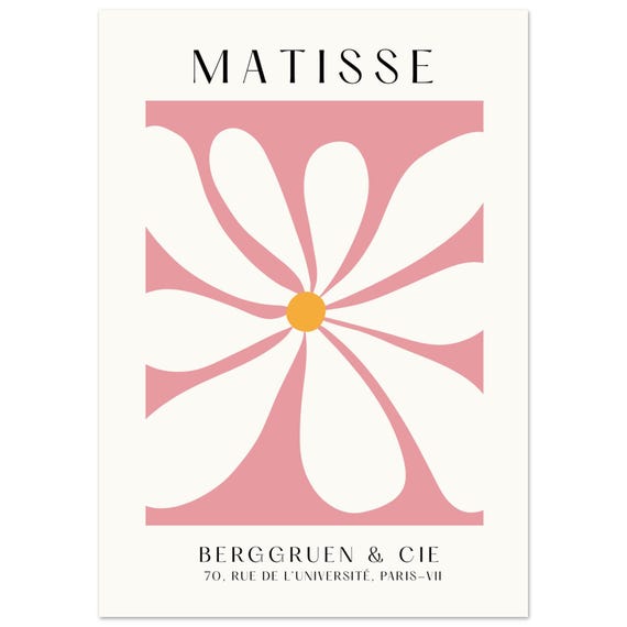 Pink Matisse Poster Abstract Floral Petal Wall Art Print Blush Cutout Style Flower Design Minimalist For Home Decor