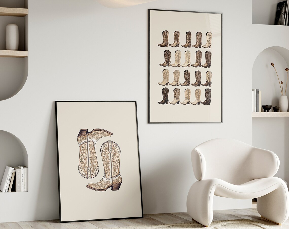 Cowgirl Boots Print, Neutral Western Wall Art - Image 4