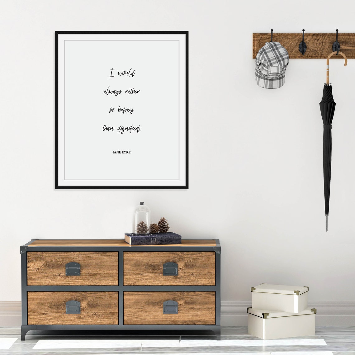 Jane Eyre Be Happy Than Dignified Quote Literary Wall Poster - Image 3