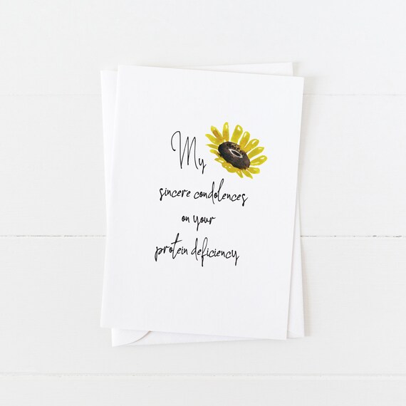 Funny Vegan Card 5x7 Blank Card Vegetarian Card Vegan Greeting Card Funny Protein Deficiency Card Funny Card Humorous Card
