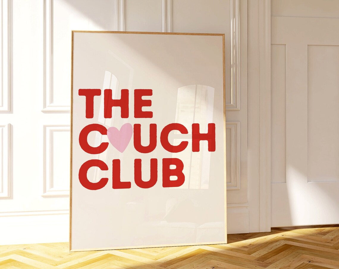 The Couch Club Print Minimalist Heart Poster Trendy Living Room Decor Cute Quote Art Aesthetic Apartment Wall Art 1 Print