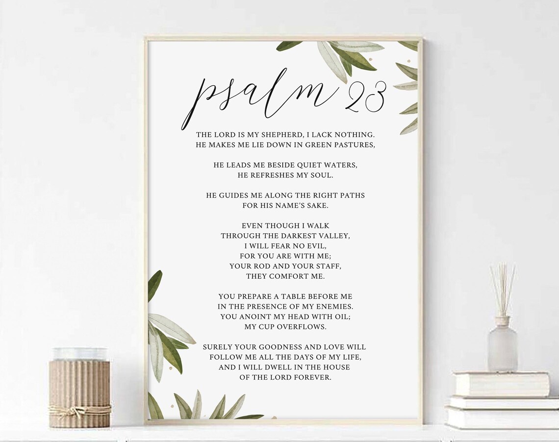Psalm 23 Bible Verse Art Print, Christian Decor