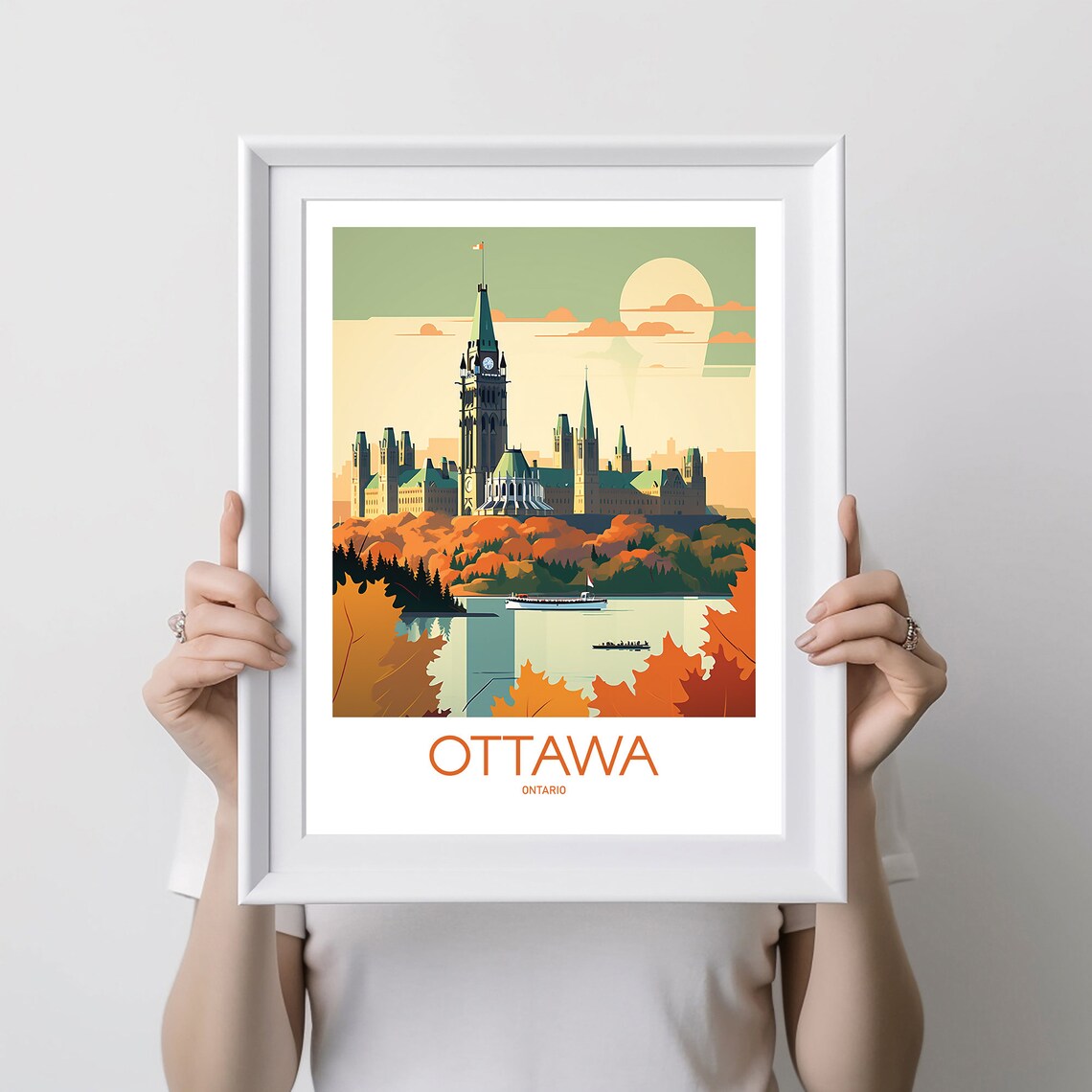 Ottawa Ontario Parliament Hill Autumn River Vintage Travel Poster - Image 2
