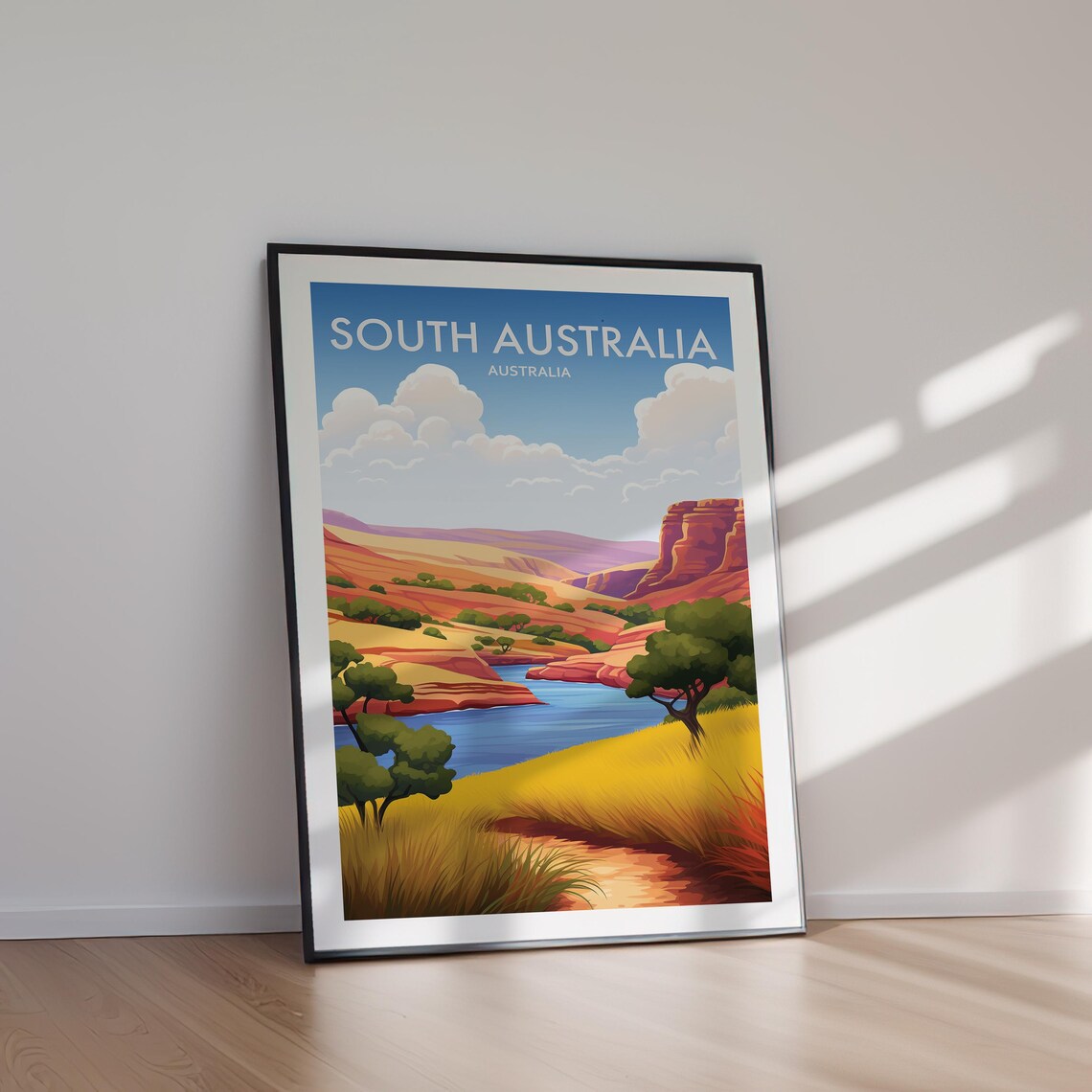 South Australia Outback Red Cliffs River Valley Travel Art Poster - Image 2