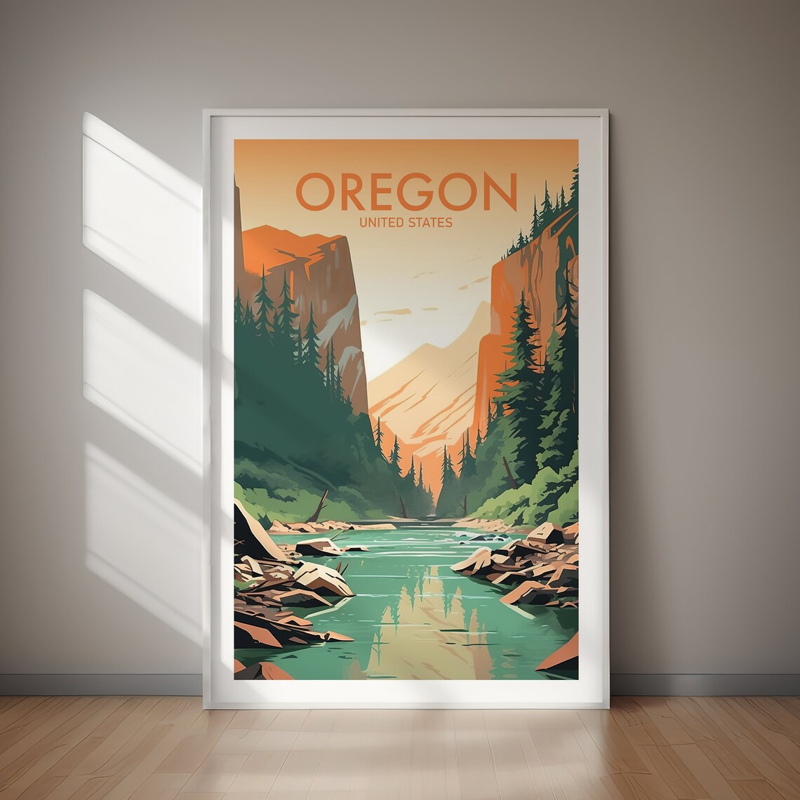 Oregon Travel Poster, United States Travel Art