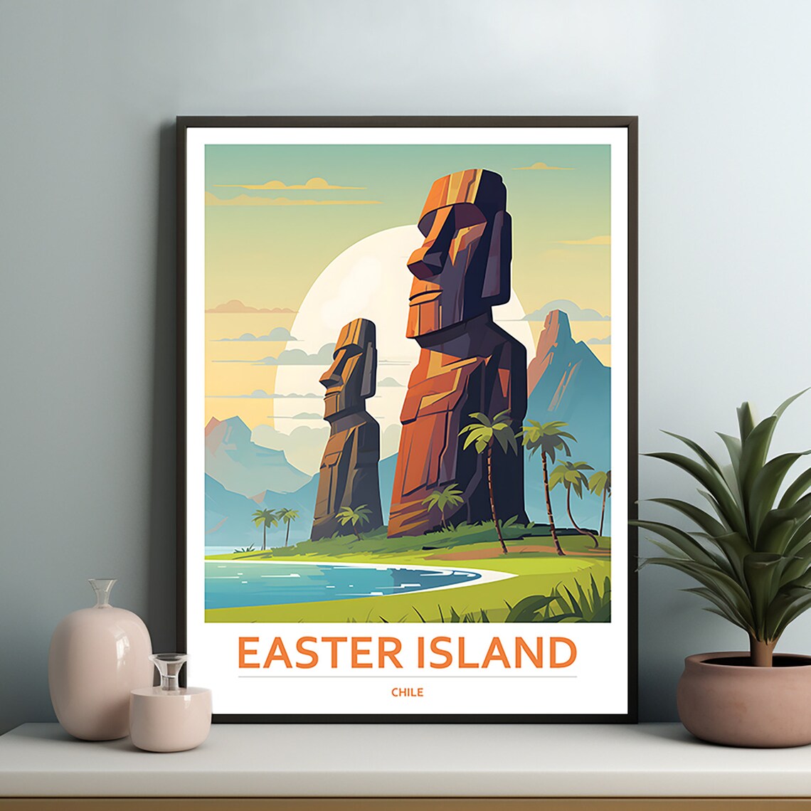 Easter Island Chile Travel Poster, Art Print - Image 2