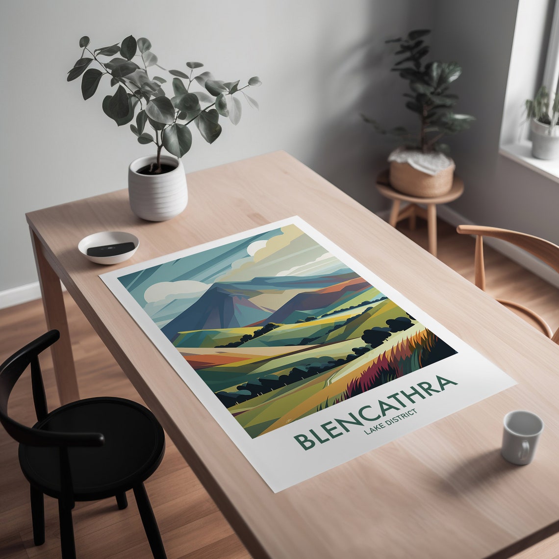 Blencathra Lake District Mountain Valley Green Vintage Travel Poster - Image 2