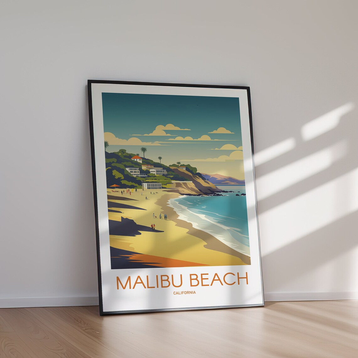 Malibu Beach California Coastline Cliffs Surf Travel Art Poster - Image 2