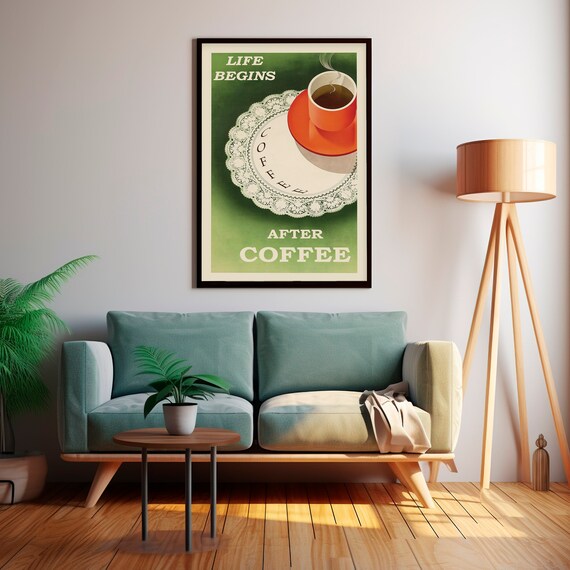 Life Begins After Coffee Vintage Art Print