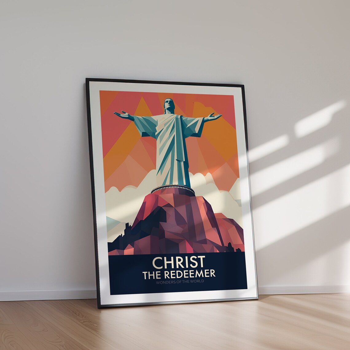 Rio Christ the Redeemer Brazil Geometric Wonder Travel Poster - Image 2