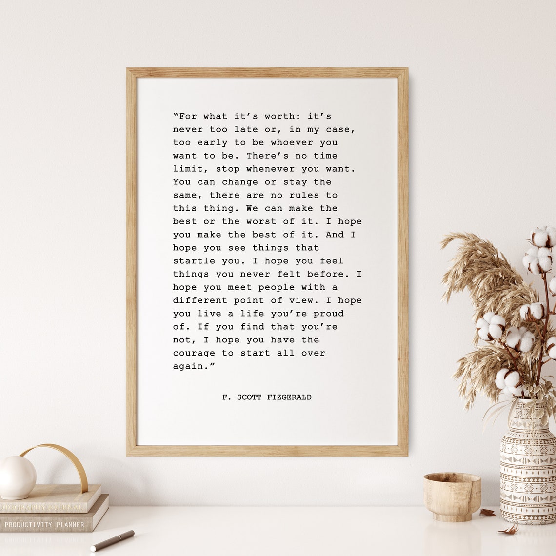 F Scott Fitzgerald For What Its Worth Typewriter Quote Wall Poster - Image 2