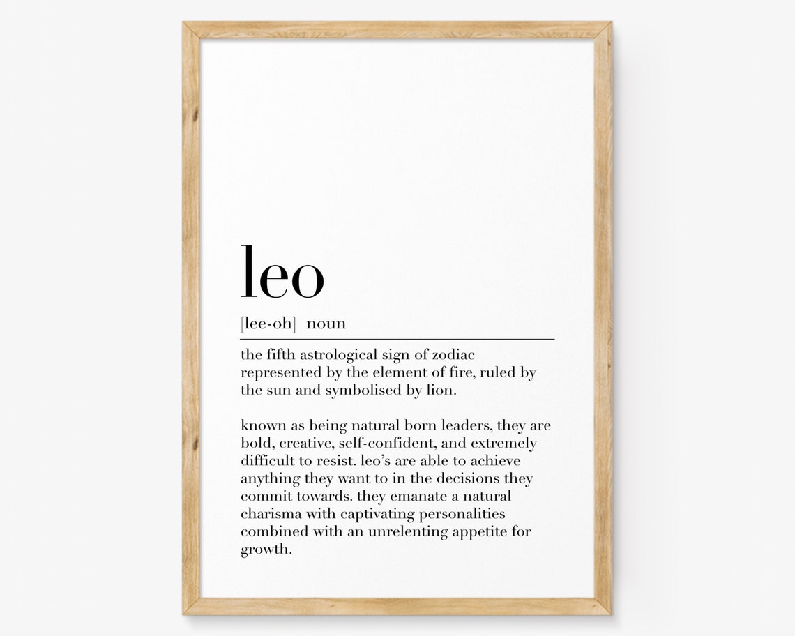 Leo Zodiac Sign Definition Fire Sign Astrology Lion Birthday Poster