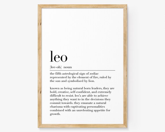 Leo Zodiac Sign Definition Fire Sign Astrology Lion Birthday Poster