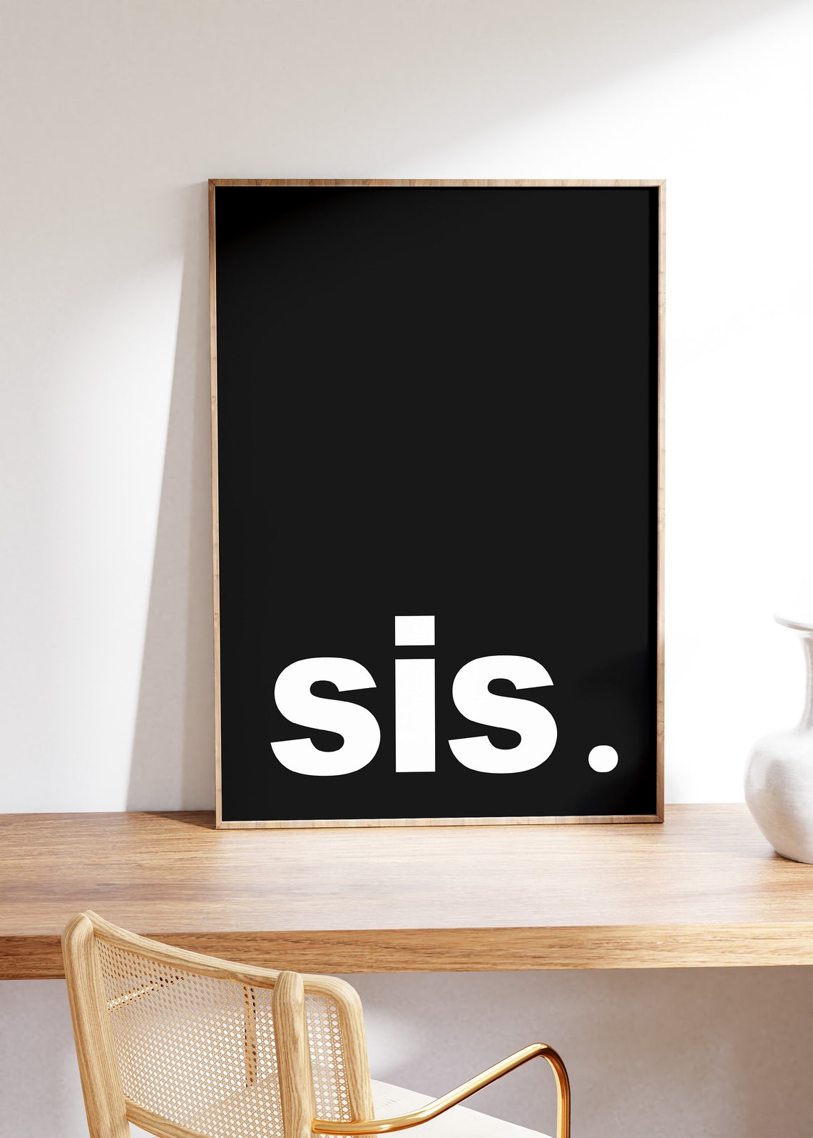 Sis Bold White Typography on Black Minimalist Sister Gift Poster - Image 2