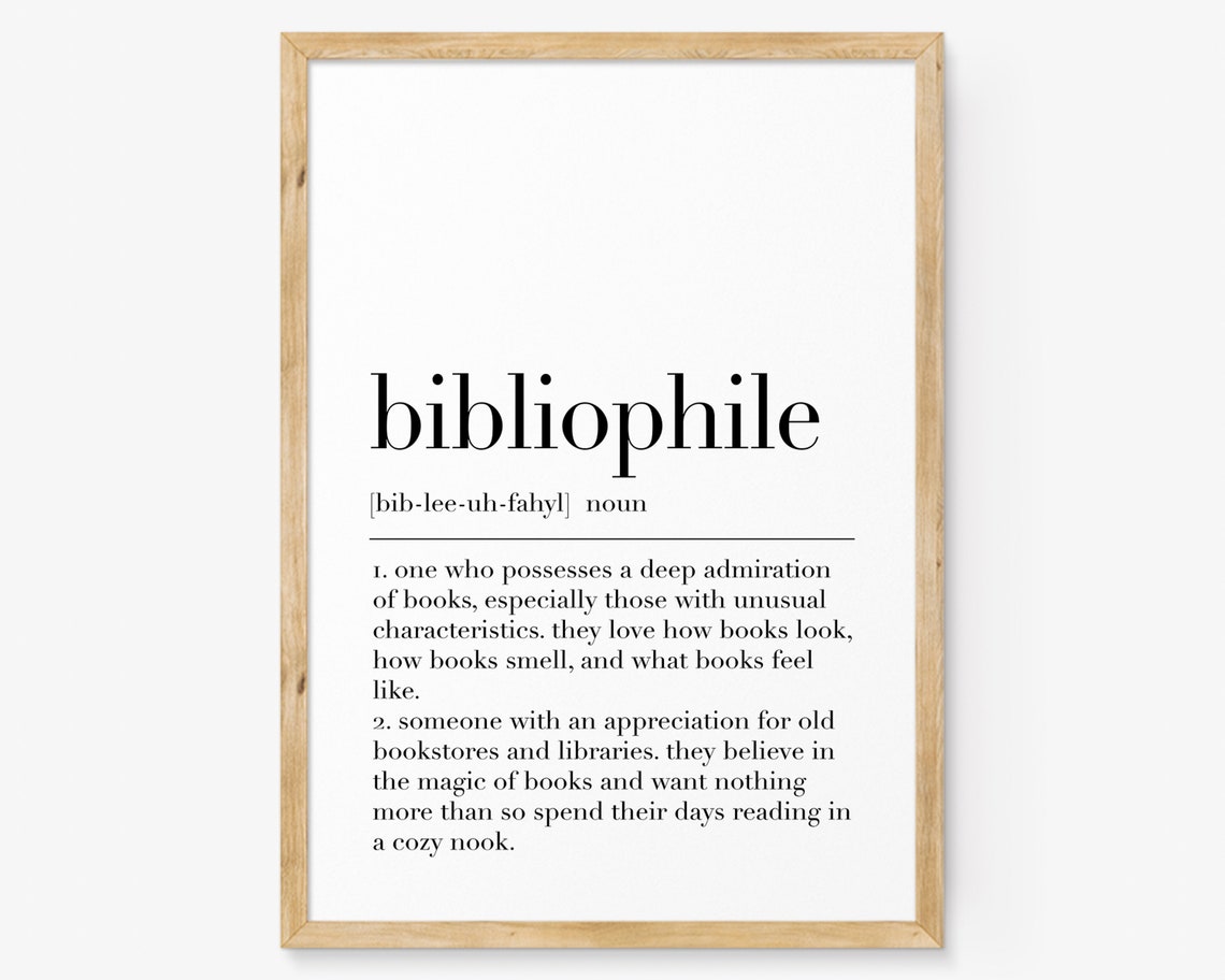 Bibliophile Definition Book Lover Reading Dictionary Quote Poster