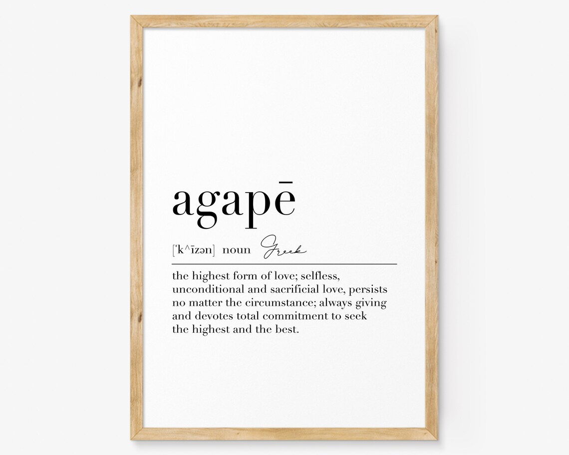 Agape Definition Greek Nordic Typography Art Print