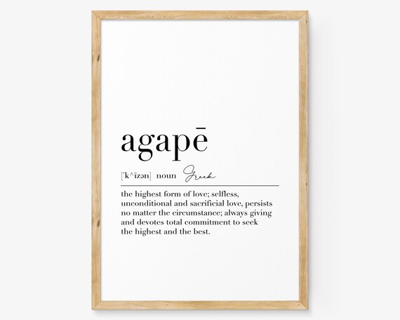 Agape Definition Greek Nordic Typography Art Print
