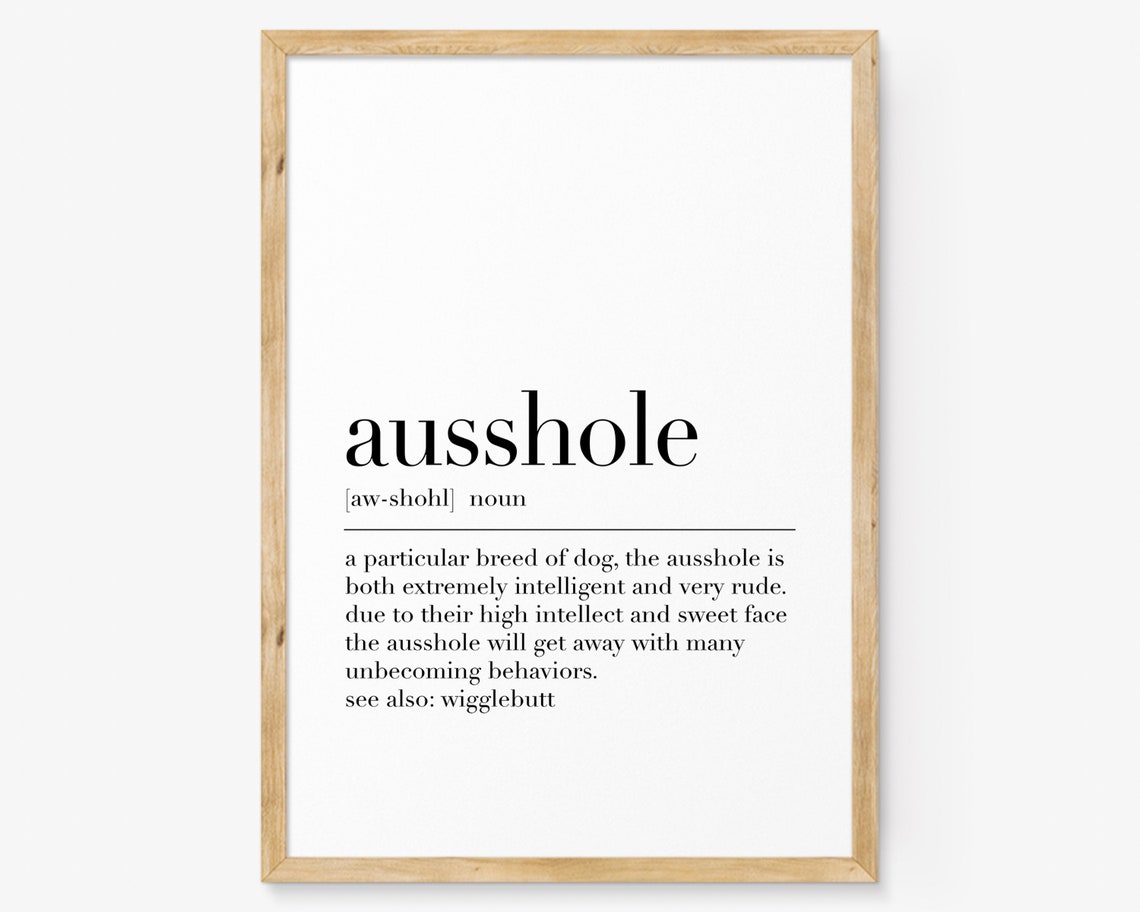 Ausshole Funny Dog Definition Dictionary Humor Typography Poster