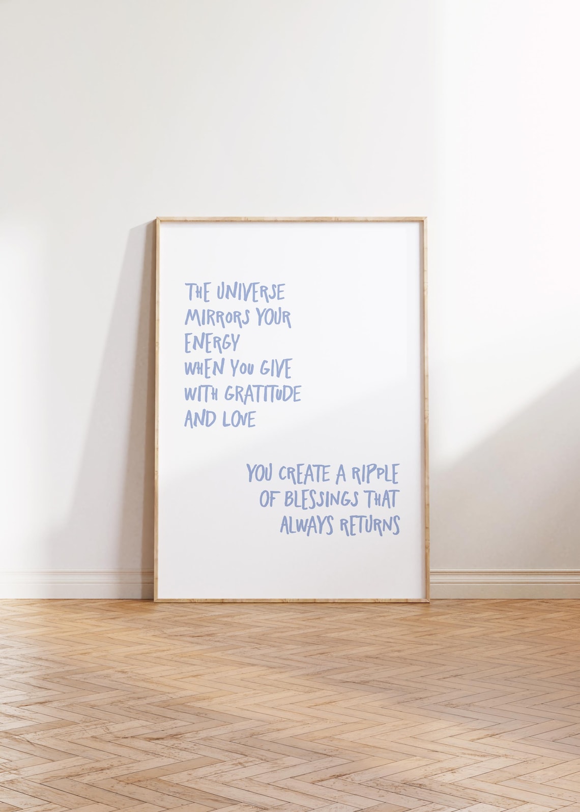 The Universe Mirrors Your Energy Blue Gratitude Quote Wall Poster