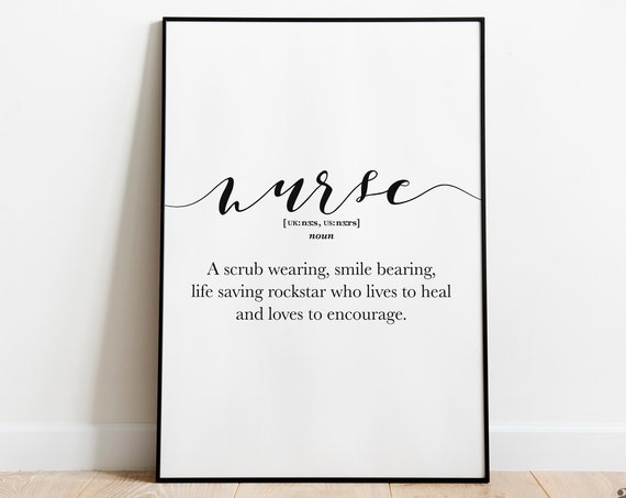 Nurse Appreciation Definition Art Print, Nurse Gift