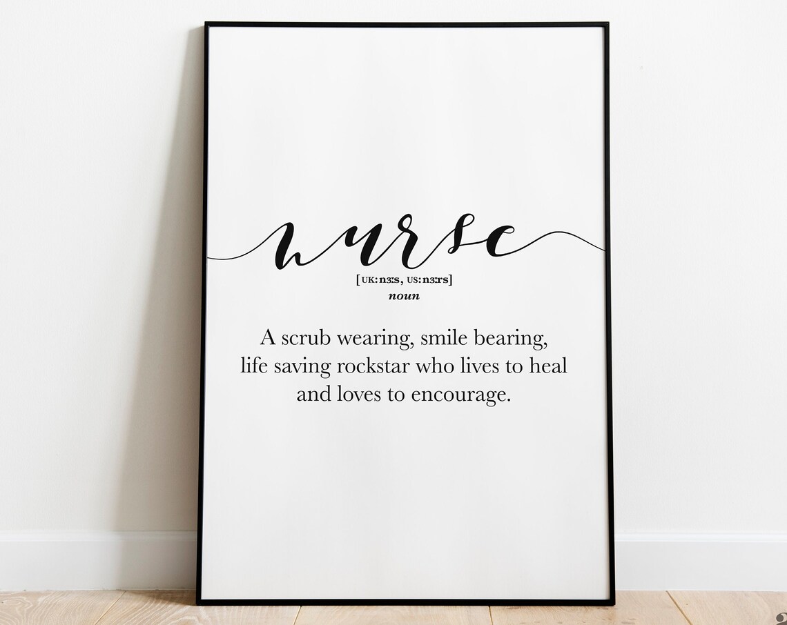 Nurse Appreciation Definition Art Print, Nurse Gift