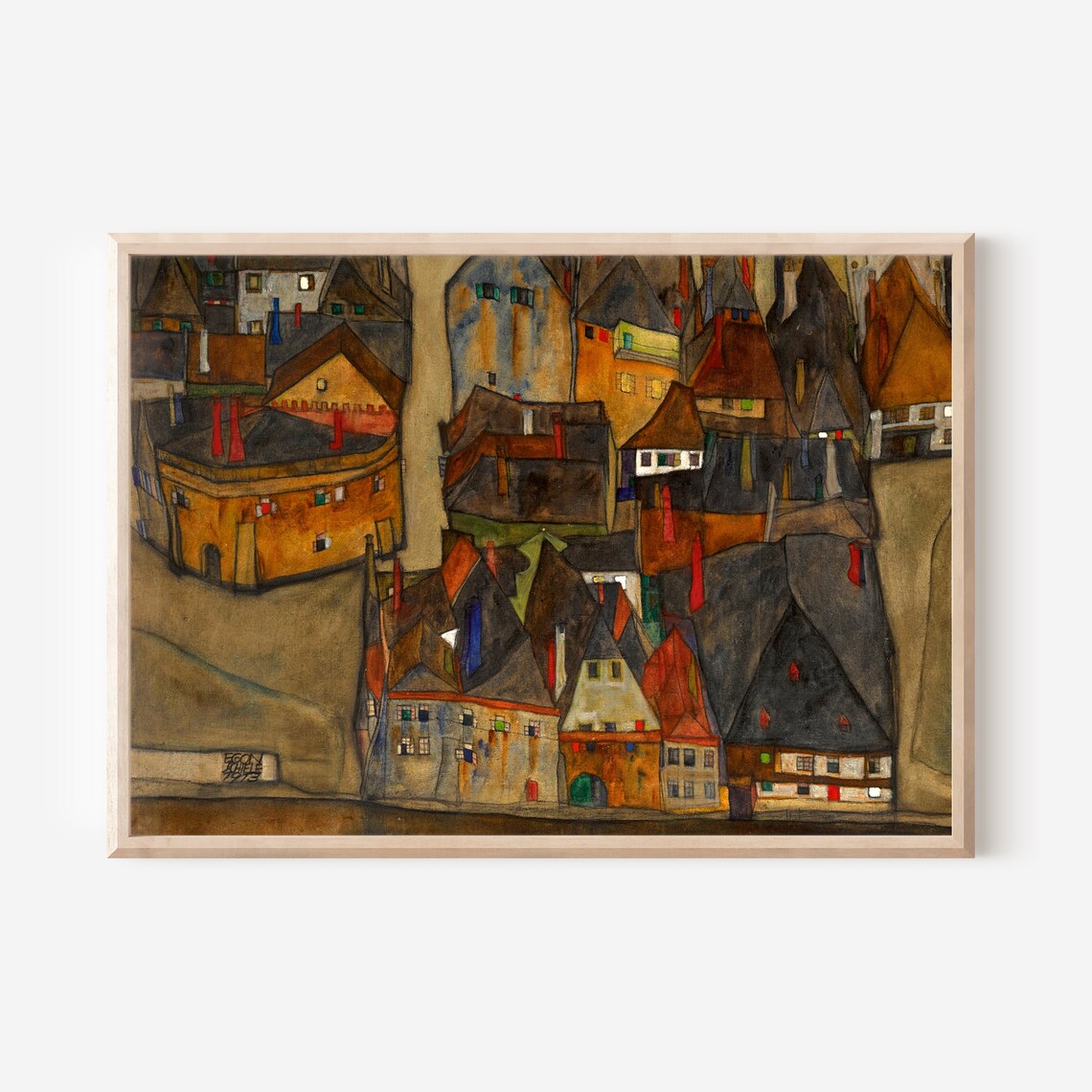 Egon Schiele The Small City II 1913 Expressionist Townscape Poster