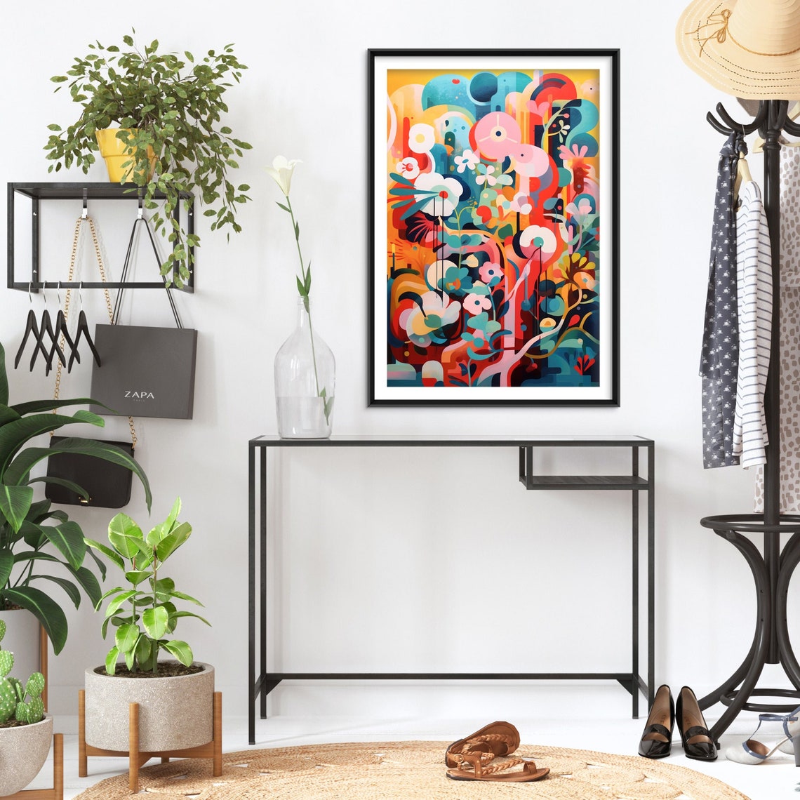 Sun Soaked Abstract Floral Colorful Modern Expressionist Poster - Image 2