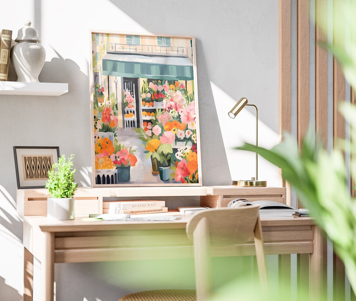 Paris Flower Shop Colorful Flower Market Impressionist Art Poster - Image 3