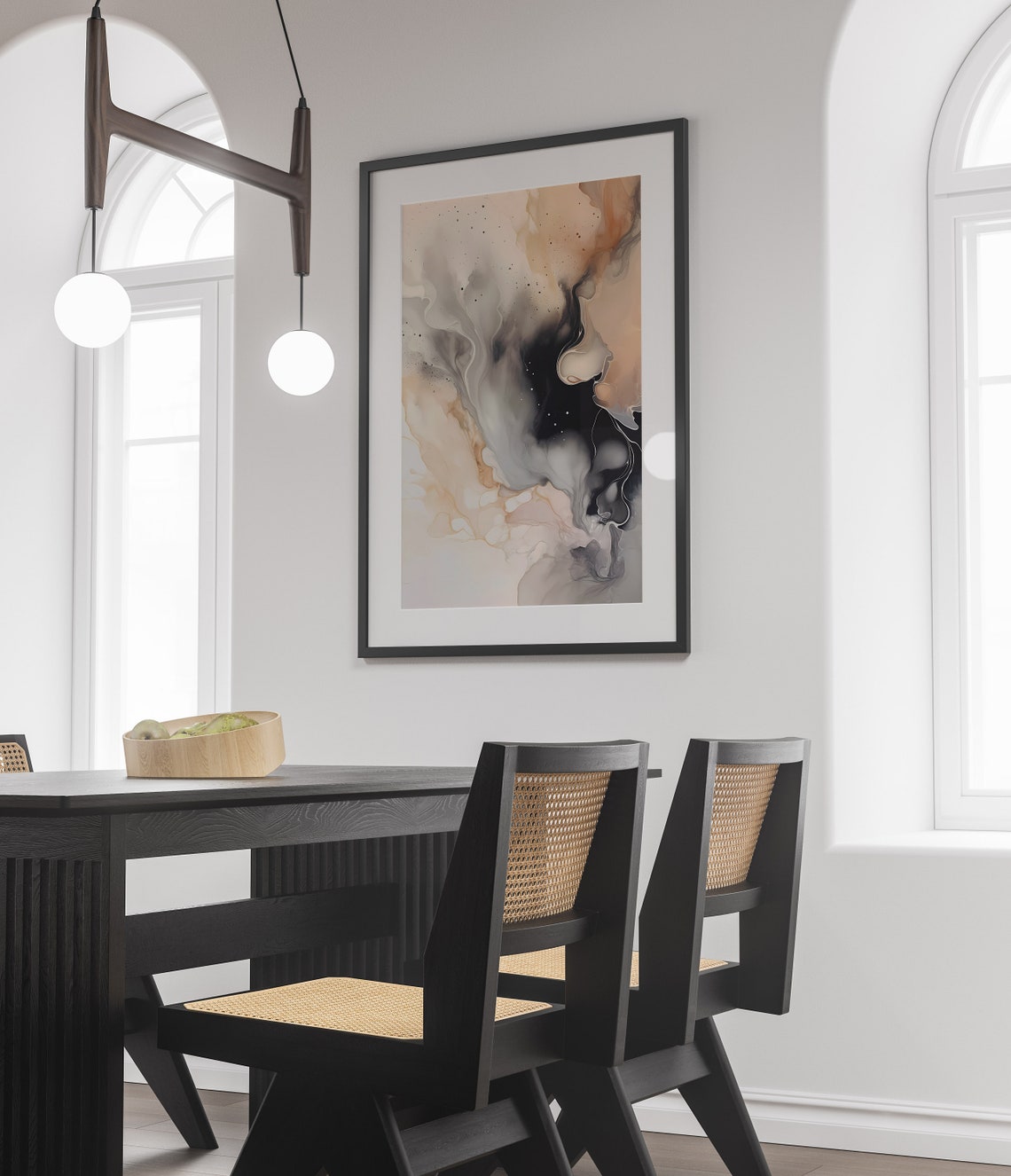 Beige Black And Gray Marble Alcohol Ink Abstract Modern Art Poster - Image 2