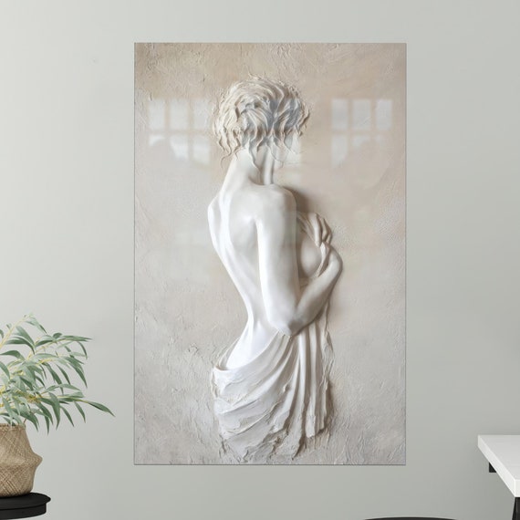 Modern Glass Printing Girl Room Decor Woman Sculpture Art Abstract Tempered Personalized Gift For Mom