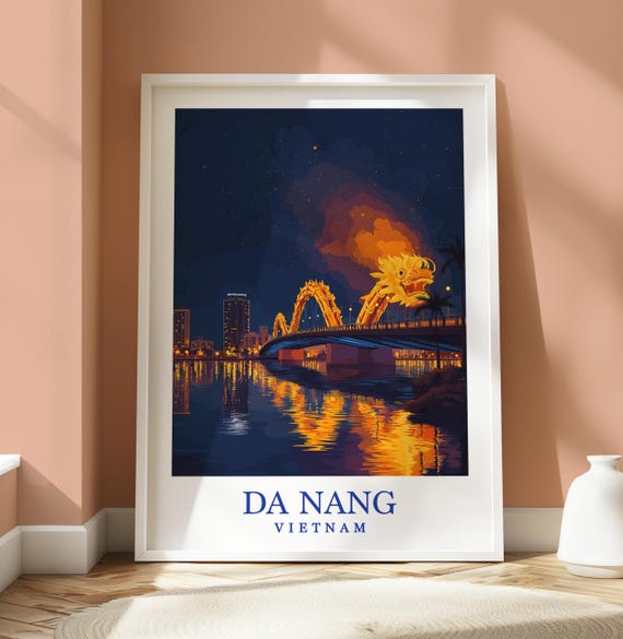 Da Nang Dragon Bridge Poster Vietnam Travel Wall Art