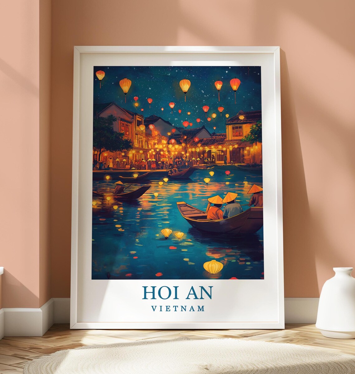 Hoi An Vietnam Lantern Festival River Night Market Travel Poster