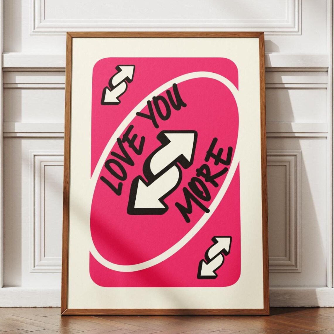Magenta Love You More Reverse Playing Card Romantic Game Night Poster