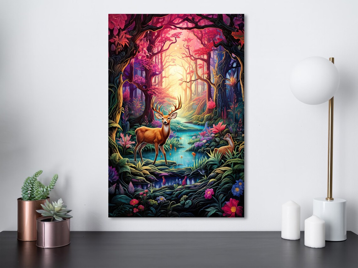 Psychedelic Forest Surreal Wildlife Art Print