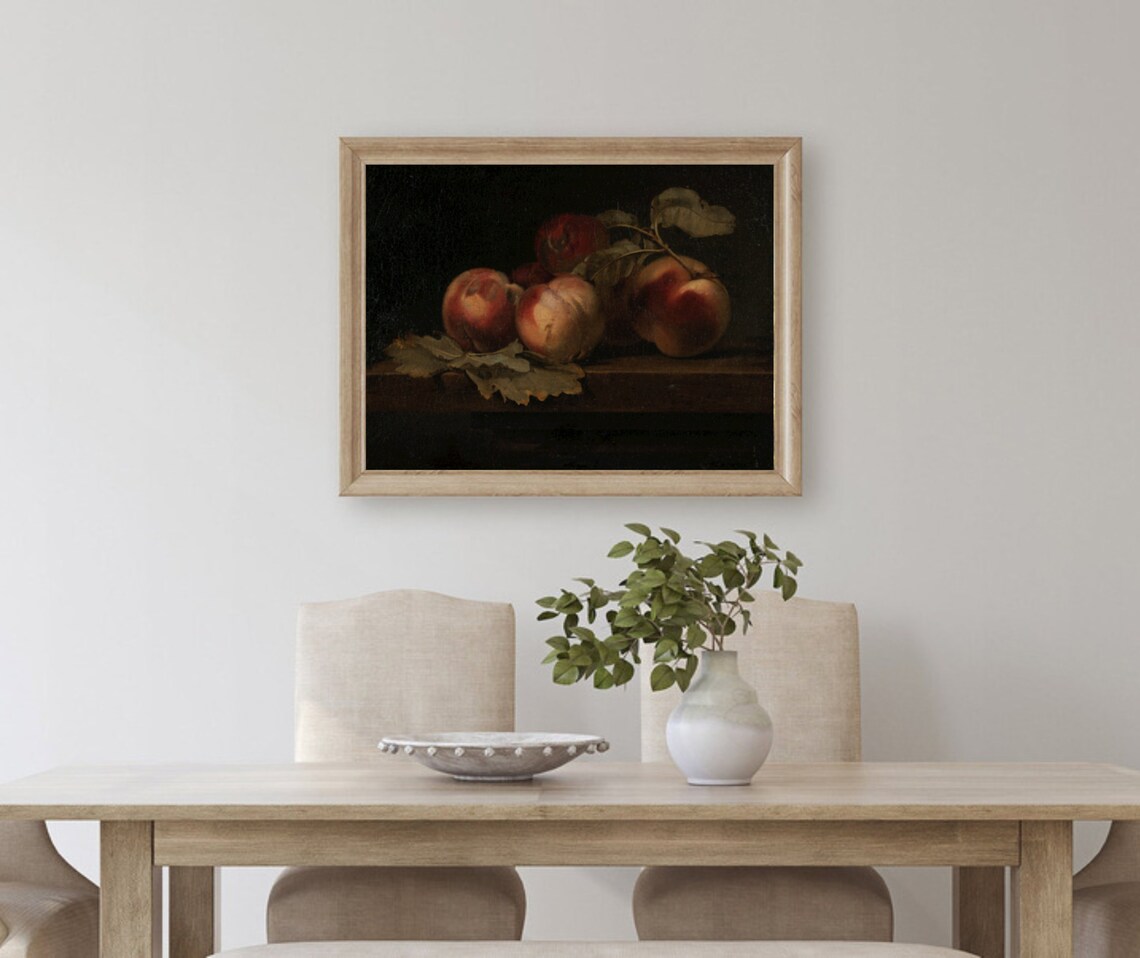 Still Life With Peaches Vintage Fruit Art Print - Image 3