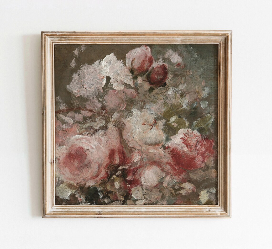 Abstract Roses Vintage Floral Still Life Art Print