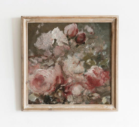 Abstract Roses Vintage Floral Still Life Art Print